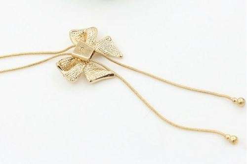 Elegant Gold OR Silver Plated Bow Necklace With Austrian Crystals
