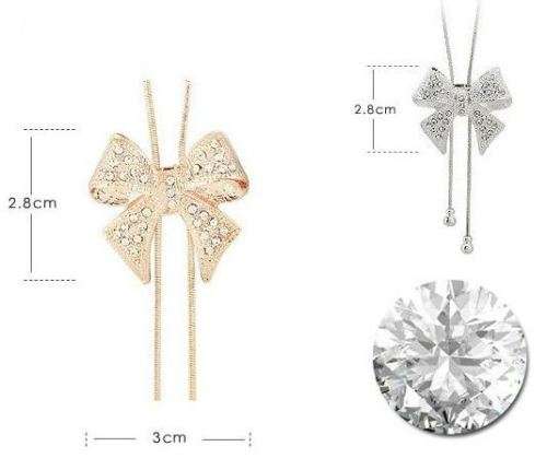 Elegant Bowknot Necklace With Swarovski Crystals - White Gold OR Yellow Gold Plated