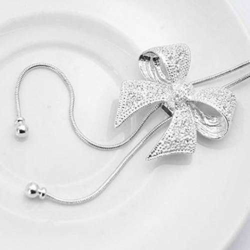 Elegant Bowknot Necklace With Swarovski Crystals - White Gold OR Yellow Gold Plated