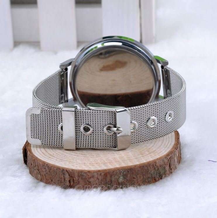 Show Your Love With an Elegant Silver Eiffel Tower Wrist Watch With Mesh Band
