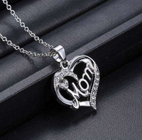 Elegant Jewelry Set With Rhinestone Mom Pendant in Complimentary Gift Box