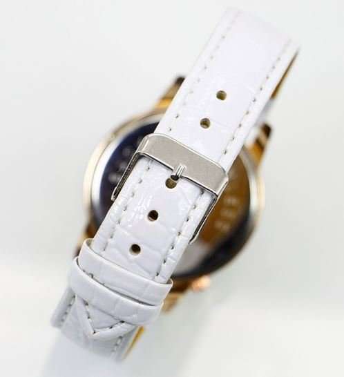 Elegant Paris Eiffel Tower Rose Gold & Austrian Crystal Leather Quartz Wrist Watch
