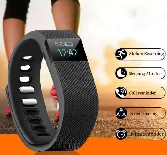 Bluetooth Smartwatch & Fitness Bracelet with Pedometer for Samsung & Android Phones BLACK