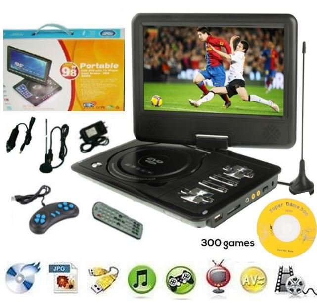 9.8" TFT LCD DVD Player, TV Receiver, Card Reader, Game Station & Lots of Extra's + 300 FREE GAMES