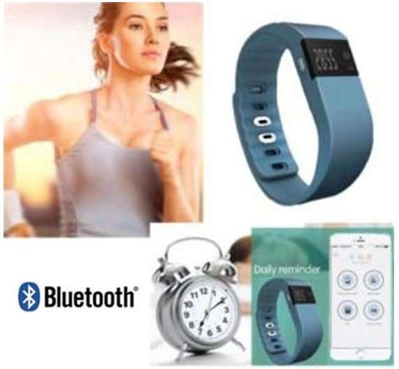 Bluetooth Smartwatch & Fitness Bracelet with Pedometer for Samsung & Android Phones BLUE GREY