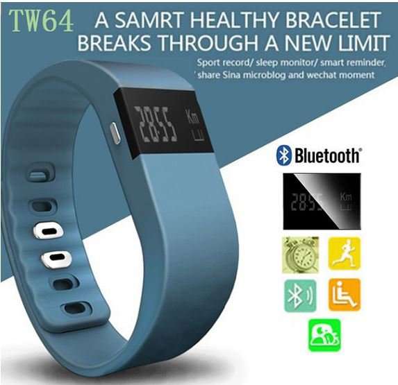 Bluetooth Smartwatch & Fitness Bracelet with Pedometer for Samsung & Android Phones BLUE GREY