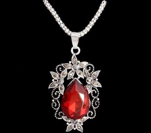 Elegant Vintage Silver Blue and Red Cubic Zirconia Jewelry Set in Complimentary Gift Box