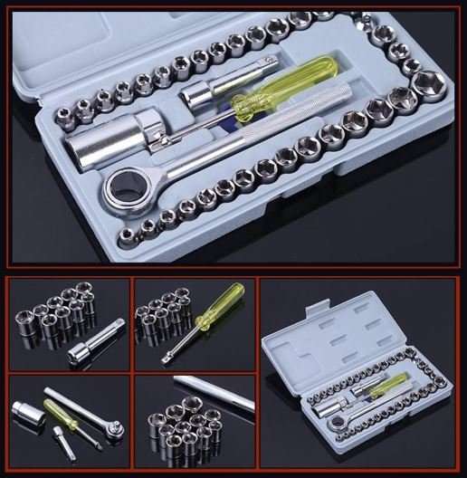 COMBO DEAL - 40 Piece Combination Socket Wrench Set PLUS 32 Piece Precision Screwdriver & Bits Set