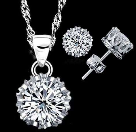 925 Sterling Silver Twisted Chain Cubic Zirconia Jewellery Set