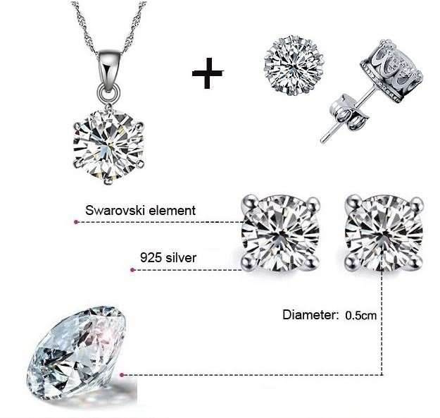 925 Sterling Silver Twisted Chain Cubic Zirconia Jewellery Set