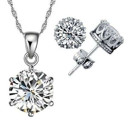 925 Sterling Silver Twisted Chain Cubic Zirconia Jewellery Set