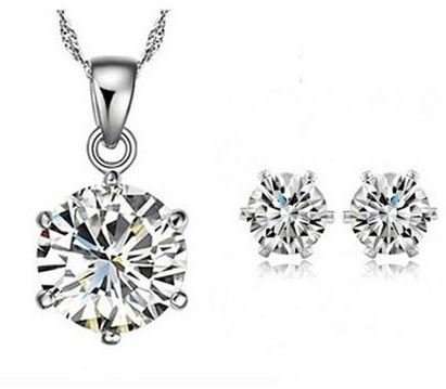 925 Sterling Silver Twisted Chain Cubic Zirconia Jewellery Set