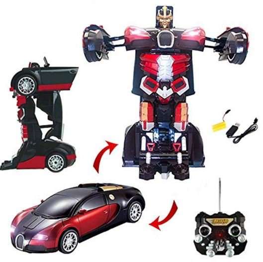 Large Buggati Remote Control TRANSFORMER Robot Car, Transforms in 1 Button - With Music & Lights