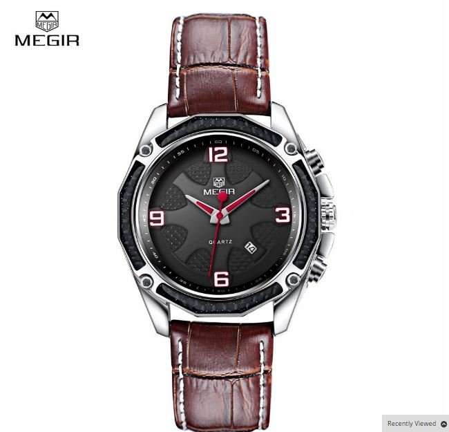 Genuine Leather MEGIR Brand AUTO DATE Wrist Watch in Brown OR Black in Original MEGIR Box