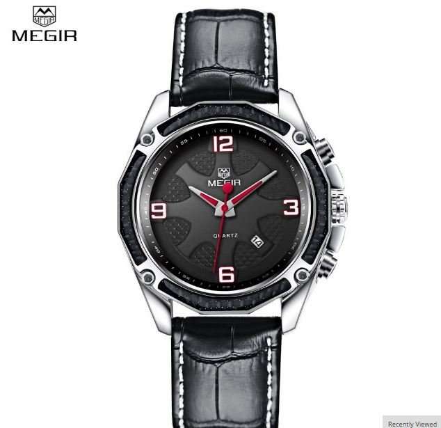 Genuine Leather MEGIR Brand AUTO DATE Wrist Watch in Brown OR Black in Original MEGIR Box