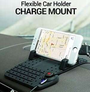 Super Flexible Car Charge Mount Holder - charge Port, Micro USB 2 in 1 Connector