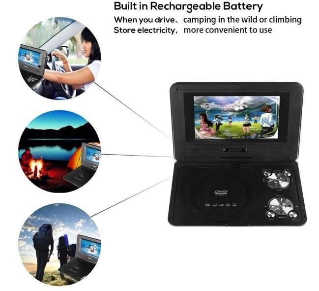 3D 9.8" Portable Colour EVD with TV Player, FM Radio, Card Reader, USB, 300 FREE GAMES and lots more