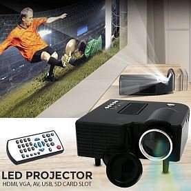 Mini LED Multimedia Projector and Remote Control - HDMI Port, USB, SD Cart Slot and many more