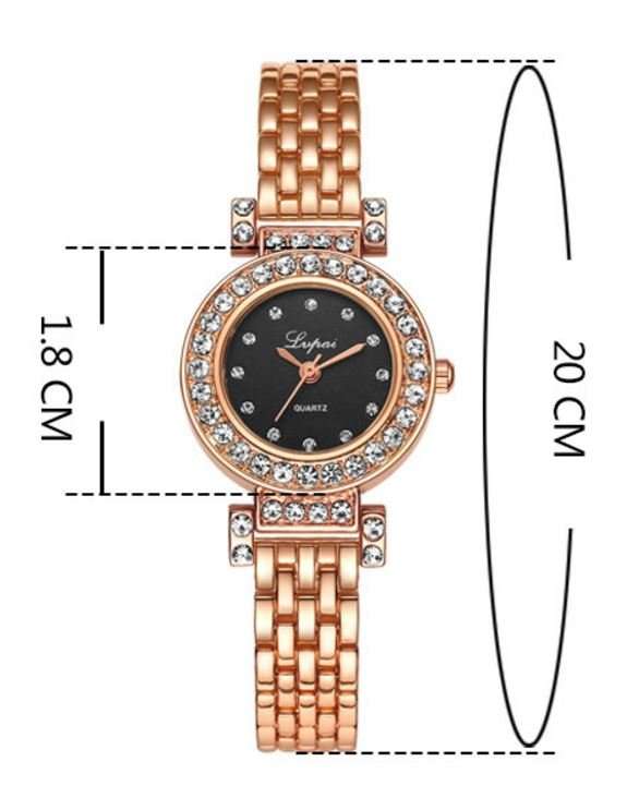 Elegant Ladies LVPAI Crystal Diamante Quartz Wrist Watch in Gold or Silver