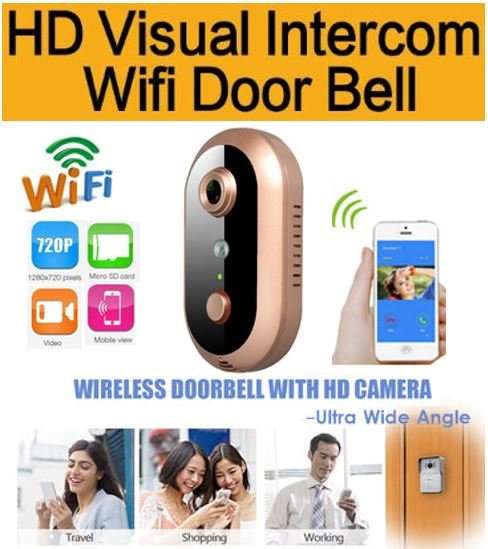 HD Visual Video Intercom WIFI Door Bell - Wireless, Wide Angle View, Video, Camera and Many More....