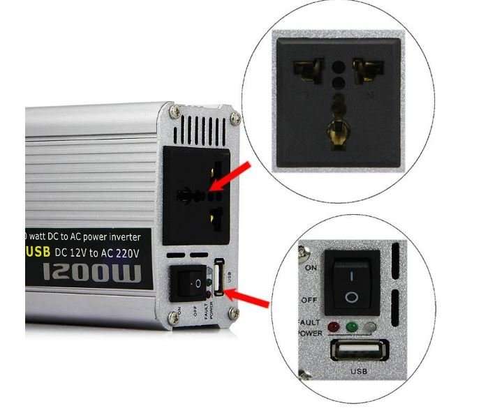 1200w Power Inverter - DC 12v to AC 200v - Don't Get Caught In The Dark This Winter