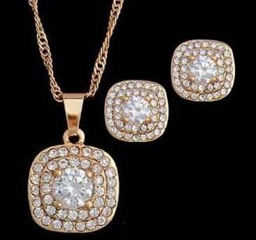 MOTHERS DAY - Elegant Austrian Cubic Zirconia Square Shape Jewelry Set in Complimentary Gift Box