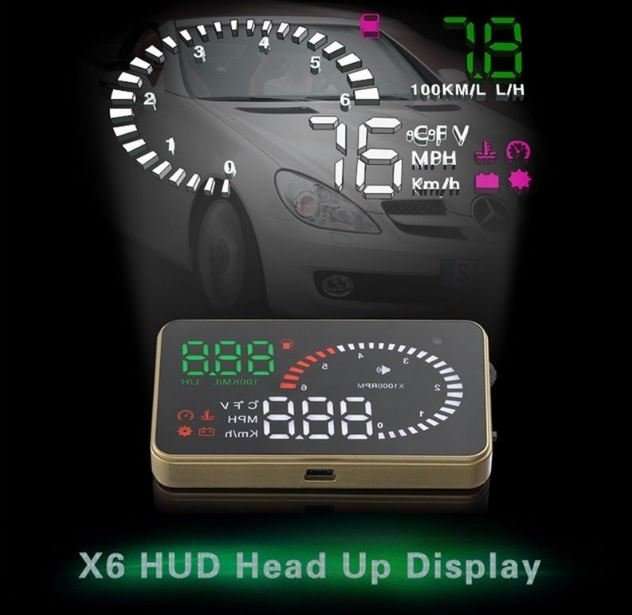 X6 HD LED Car HUD Head up Display Projector, OBDII Interface, Show Speed, Fuel Consumption, Temp....