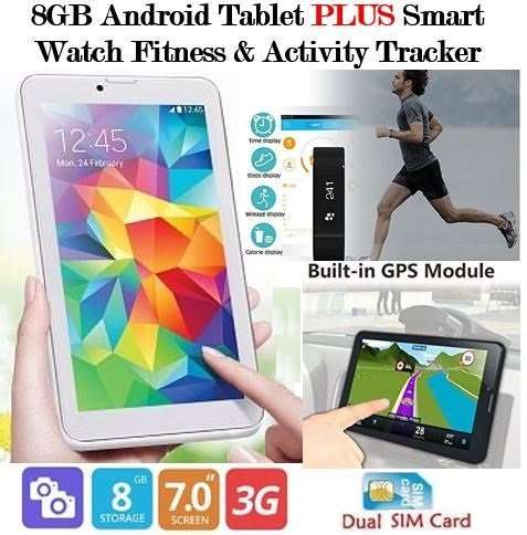 7" 8GB Android Dual Sim Tablet and Bluetooth Smart Watch Activity Tracker