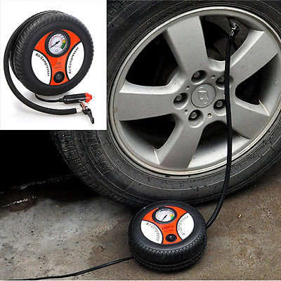 12V Portable and Compact Electric Compressor - 260 PSI with Pressure Gauge and 3 Nozzle Adapters