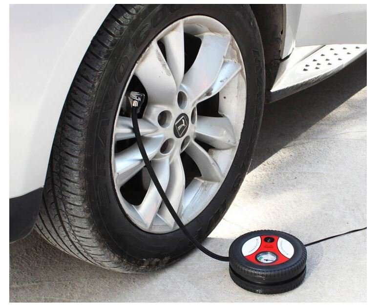 12V Portable and Compact Electric Compressor - 260 PSI with Pressure Gauge and 3 Nozzle Adapters