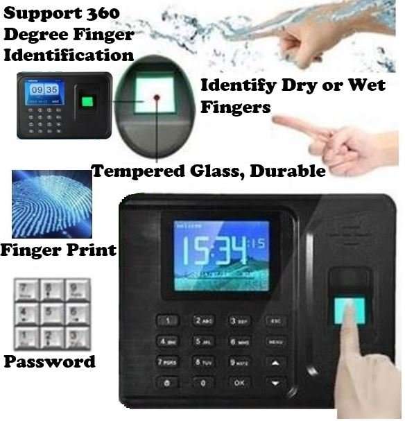 2.8" Bio-metric Fingerprint & Code Time Attendance System, Colour Display & Complete Software