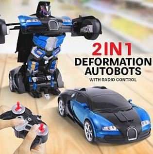Large Buggati Remote Control TRANSFORMER Robot Car, Transforms in 1 Button - With Music & Lights