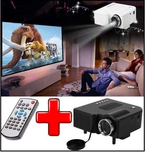 HD 1080P LED Multimedia Projector & Home Theater Cinema & Remote - AV, TV, VGA, HDMI, USB, SD, WTC