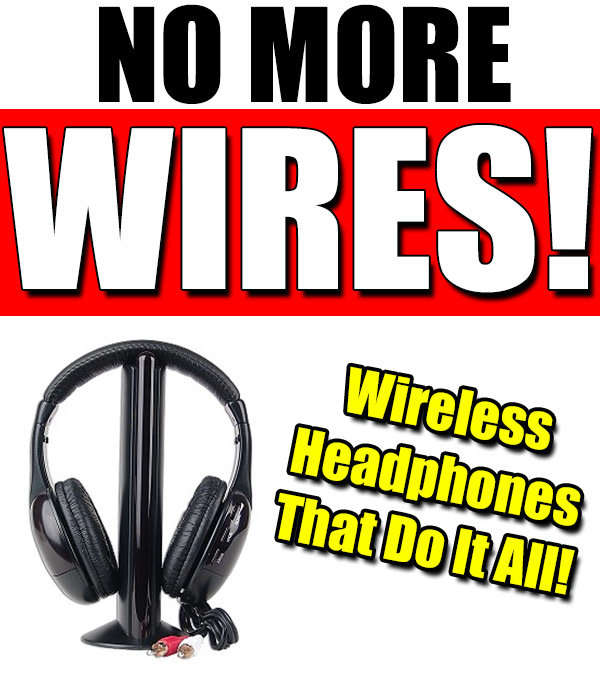 5 IN 1 Wireless Headphones - MP3 / MP4, PC, TV, CD, FM Radio