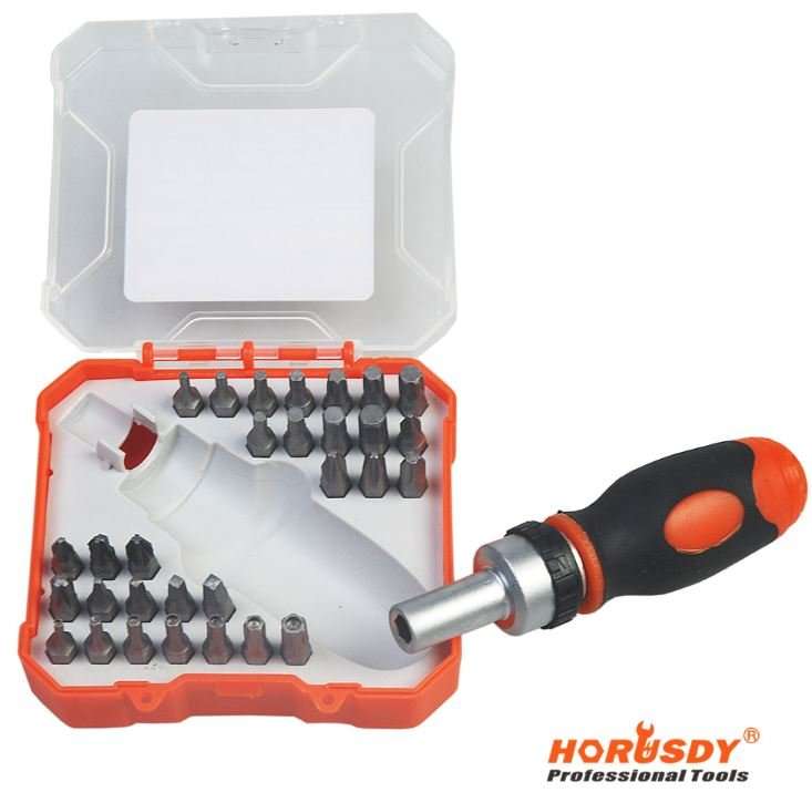31 Piece Ratchet Screwdriver & Bit Set - Professional 360 Degree Rotating Ratchet Wheel