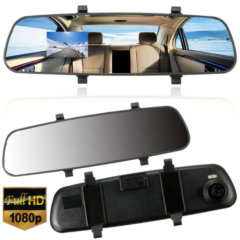 170 Degree Wide Angle Rear View Mirror Camera, Support SD Card, Motion Detection, Loop Recording ...