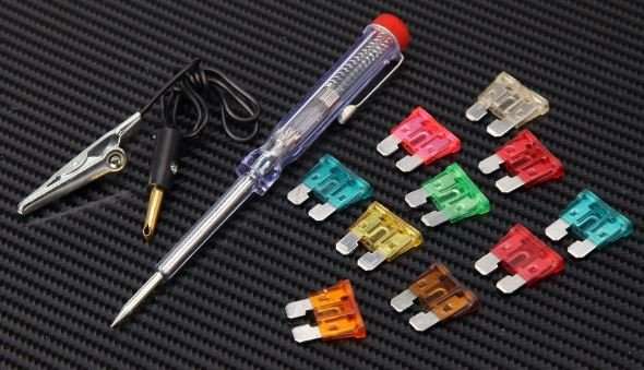 COMBO DEAL - LCD Display Digital Multimeter AC DC Voltage PLUS 10 Piece Fuses & Tester Pen Set