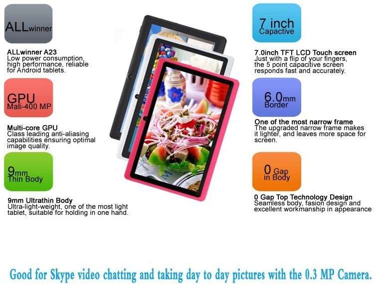 7" Dual Core, Android 4.2., 4 GB, Dual Cameras, Wi-Fi, Bluetooth etc. - Blue