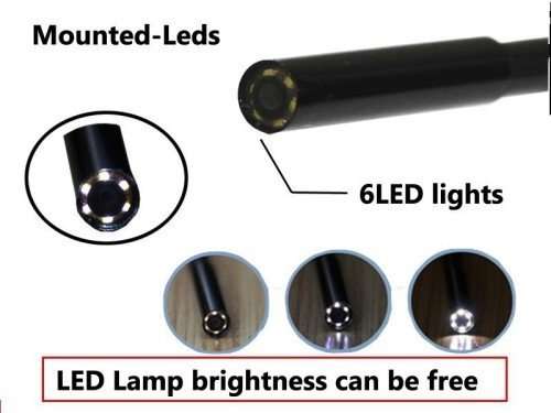 Waterproof USB Inspection HD Endoscope Video Camera With 6 LED's, 7 Meters Long
