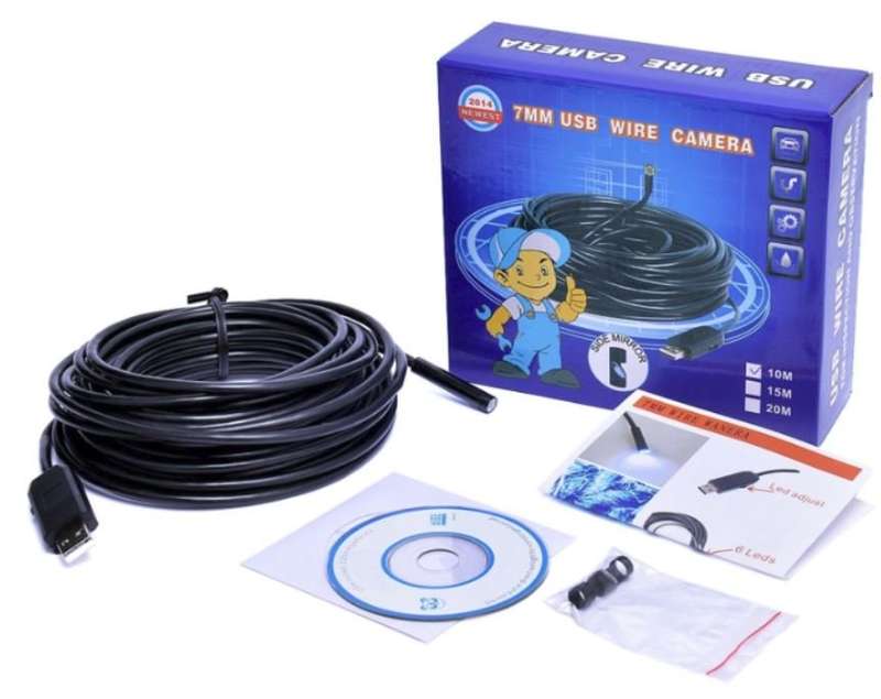 Waterproof USB Inspection HD Endoscope Video Camera With 6 LED's, 7 Meters Long