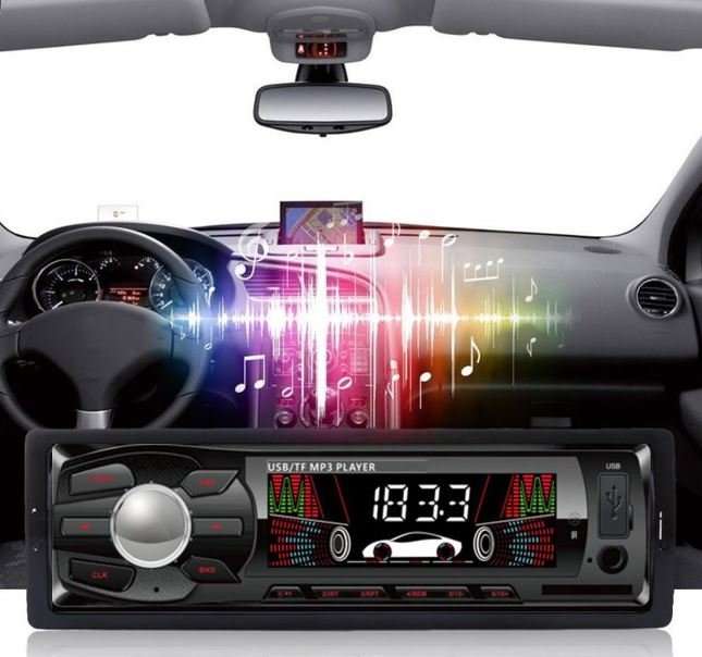 LED MP3 Car Radio & Remote - Supports USB, SD Card, AUX, 5V Charging, 4 x Speakers etc.