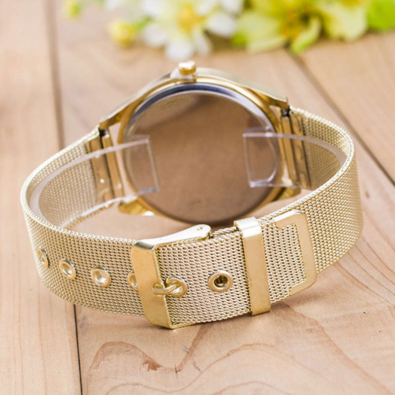Luxurious Ladies Stainless Steel & Rhinestone Quartz Wrist Watch With Mesh Band Strap