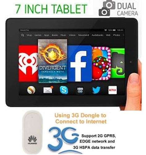 4GB Dual Core 7" Tablet, Dual Cameras, Support SD Card & USB 3G Dongle