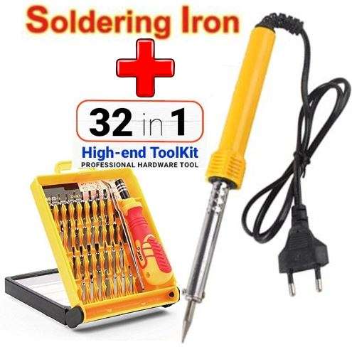 COMBO DEAL - 60W Soldering Iron AC 220V PLUS 32 in 1 Electron Screwdriver Kit