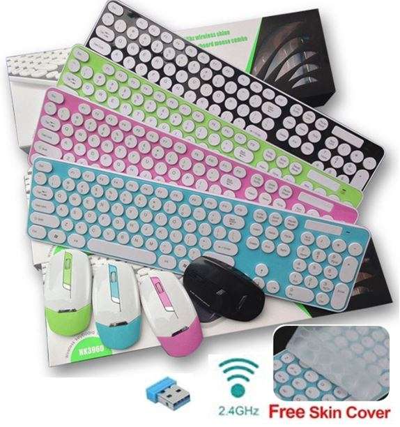 Super Slim 2.4 Ghz Wireless Keyboard, Mouse, Silicone Protective Skin & USB Receiver Combo