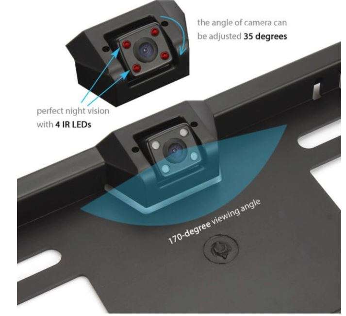 Waterproof Night Vision HD LED Number Plate Holder With Camera For Reversing and Parking