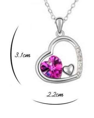 Exquisite Floating Heart Jewelry Set in Olive or Pink in Complimentary Gift Box