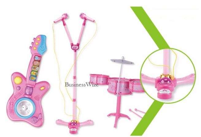 3 in 1 Musical Instrument Concert Center  Microphone Set, Guitar & Drum Set, Learn & Play