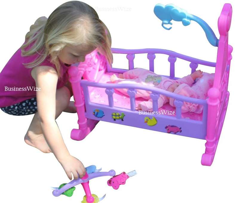Cute Crying Baby Doll in Rocking Cradle With Lots of Accessories and Hours of Fun