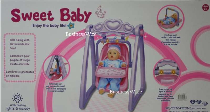 BLACK FRIDAY - WIN ONE GET ANOTHER TOY FREE (READ)  Crying Baby Doll in Swing & Detachable Car Seat